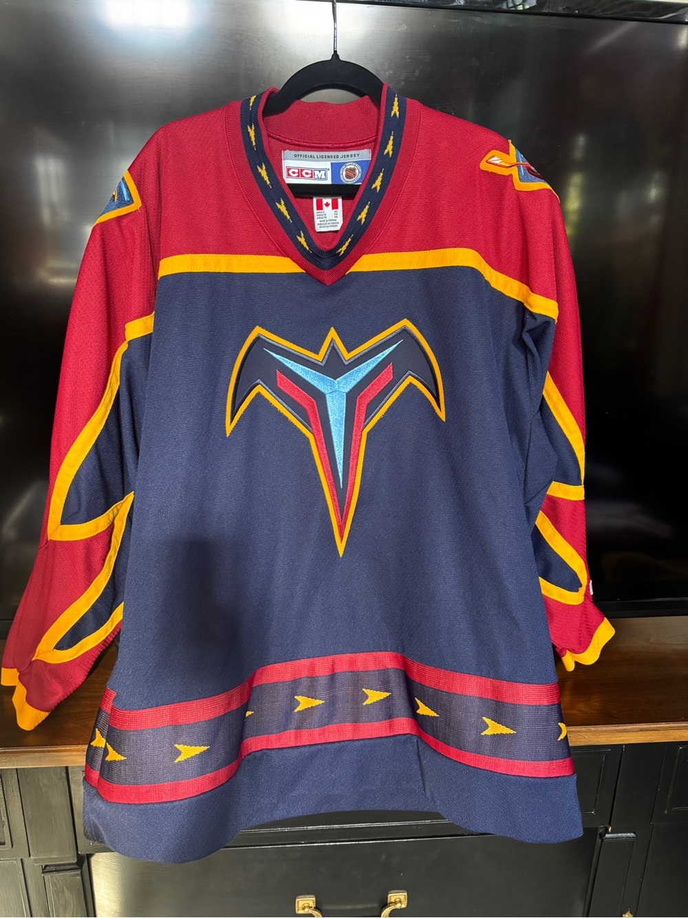 NHL Blue Red Gold Vintage-Style Hockey Jersey